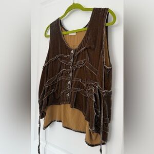 Krista Larson Smashed Cami Vest Silk Velvet Top